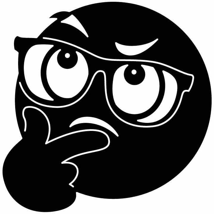 Emoji Thinking Face with Glasses Free DXF File for CNC Machines-DXFforCNC.com