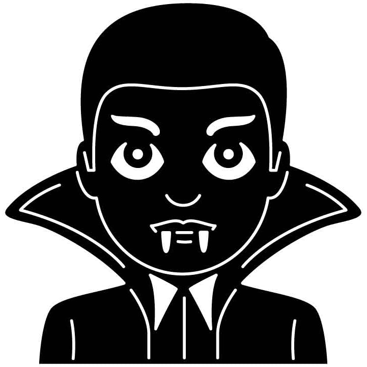 Emoji Vampire Man Free DXF File for CNC Machines-DXFforCNC.com