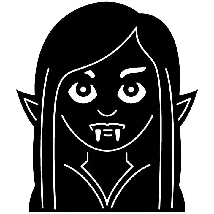 Emoji Vampire Woman Free DXF File for CNC Machines-DXFforCNC.com