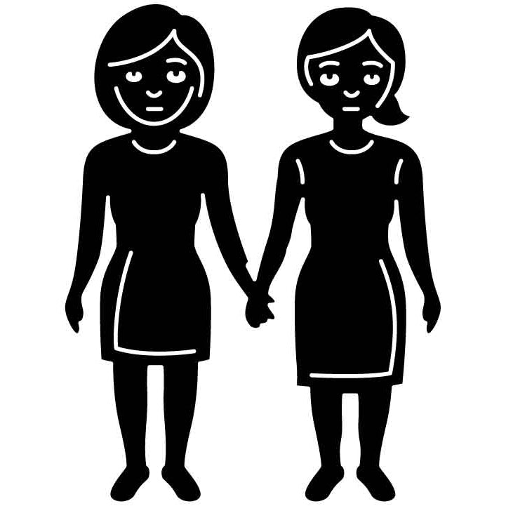 Emoji Women Holding Hands Free DXF File for CNC Machines-DXFforCNC.com