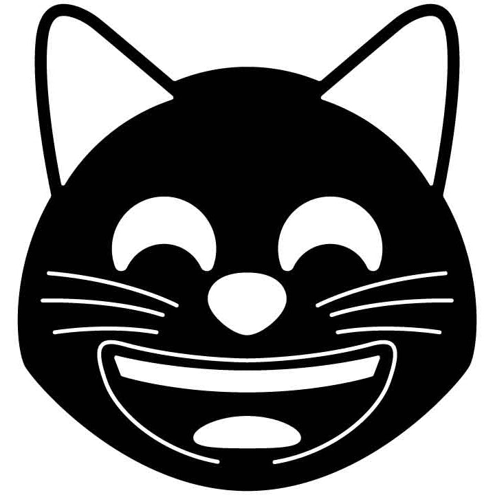 Emoji grinning Cat with Smiling Eyes Free DXF File for CNC Machines-DXFforCNC.com