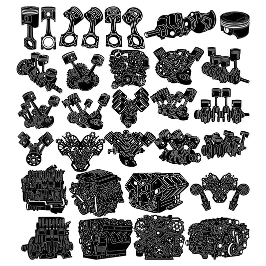 Engine Pistons and Crankshafts-DXF files Cut Ready for CNC-DXFforCNC.com
