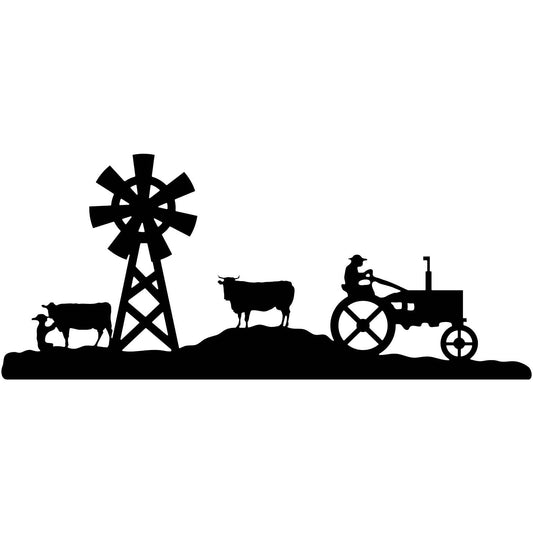 Farm scene Cow, windmill and tractor DXF File-cut ready for cnc machines