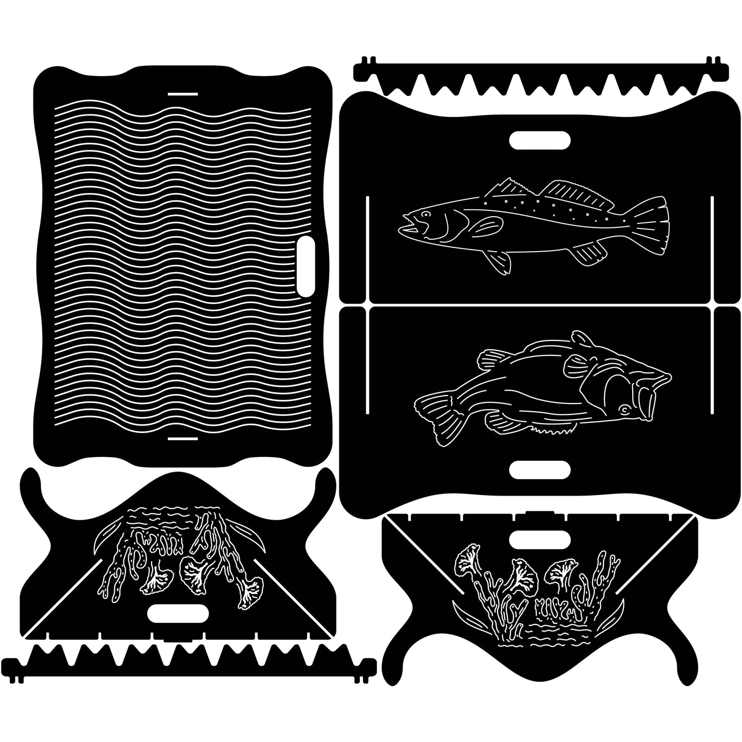 Fire Pit Collapsible Trout and Bass Fishes-dxf files cut ready for cnc