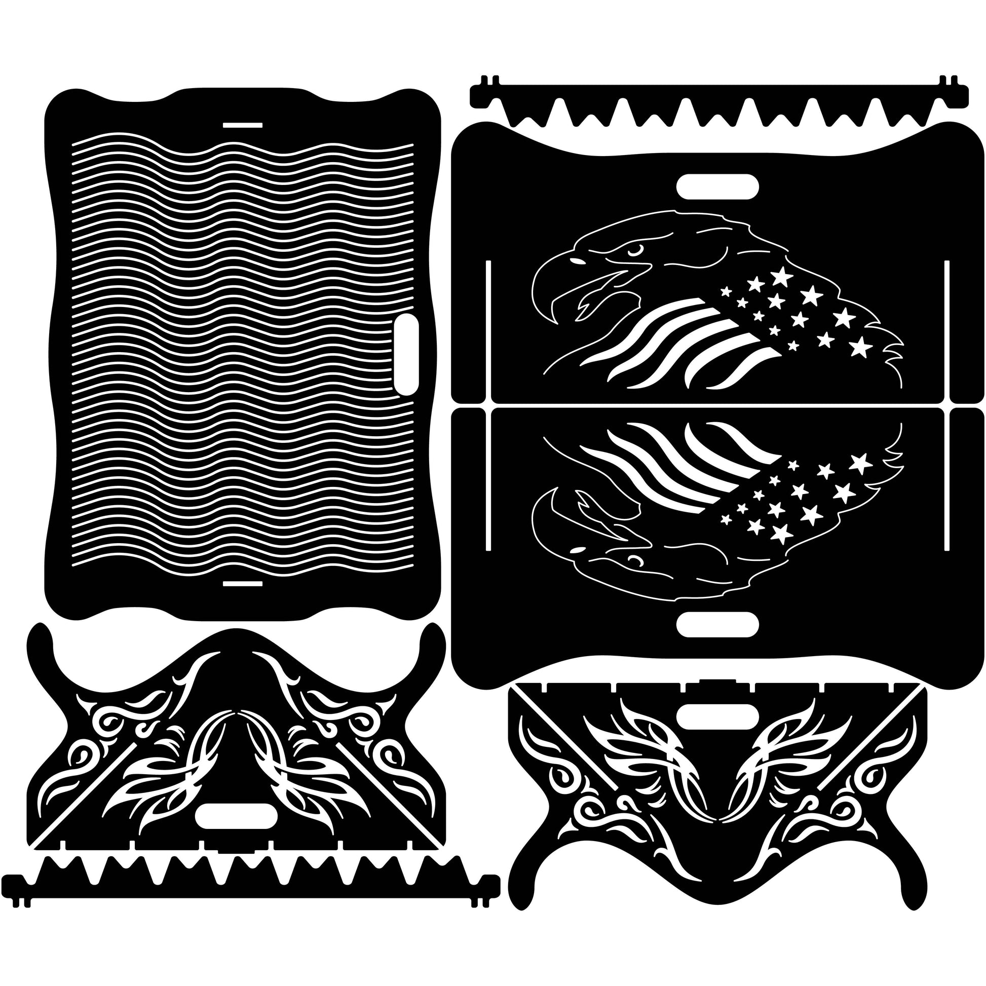 Fire Pit Collapsible Portable USA Eagle Flag-dxf files cut ready for cnc machines