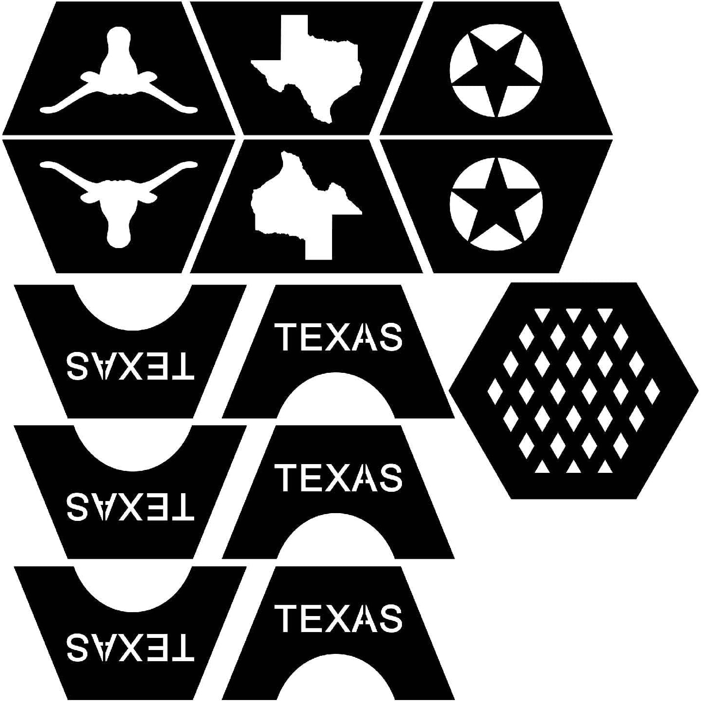 Fire Pit Hexagon Texas Longhorn-dxf files cut ready for cnc machines-dxfforcnc.com