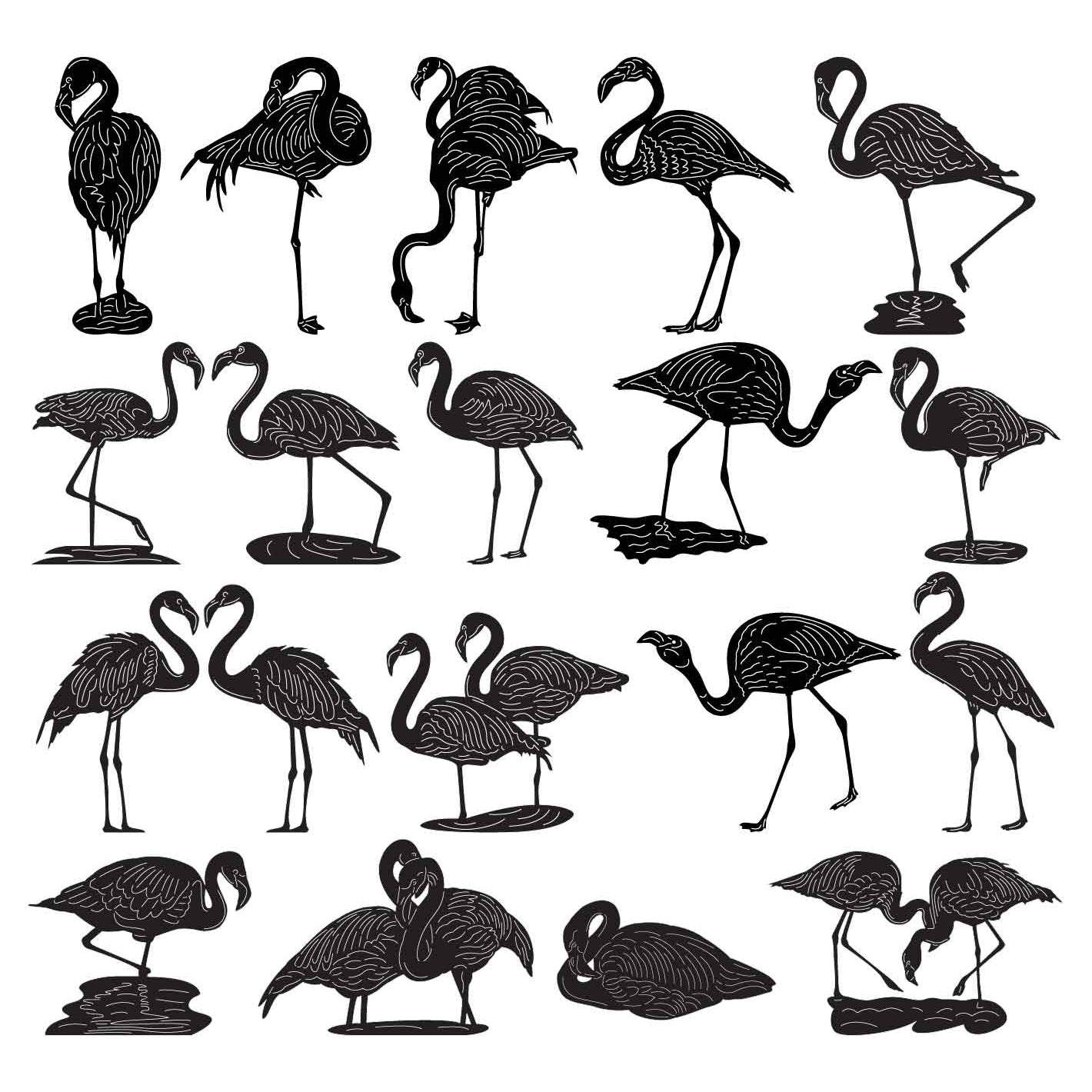 Flamingos Birds-dxf files cut ready for cnc machines-dxfforcnc.com