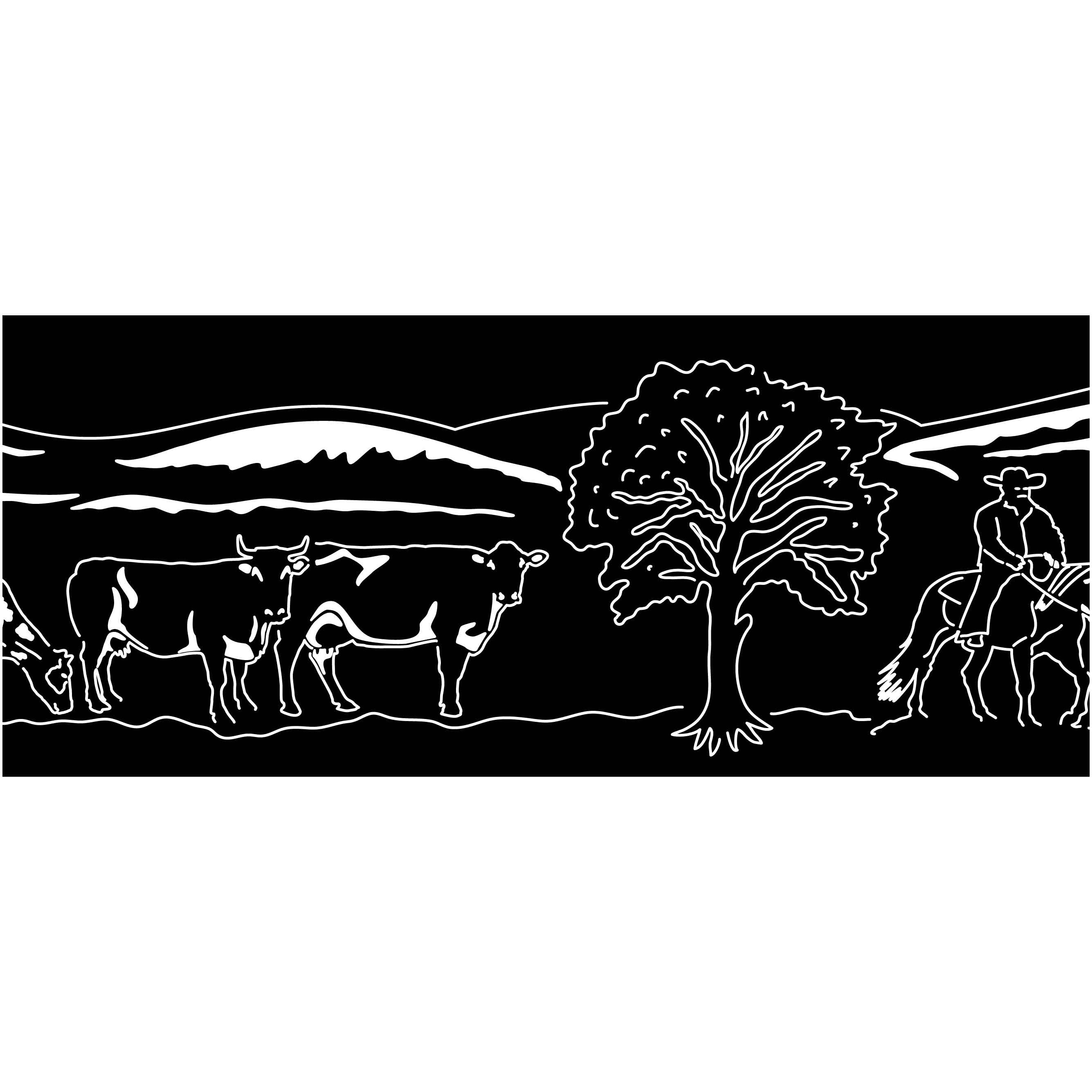 Fire pit Cowboy, Windmill, Hills, Cows, and poplar trees Scene-dxf files