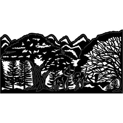 Farm Gate of Trees, Mountains and Wolves-dxf file cut ready for cnc machine