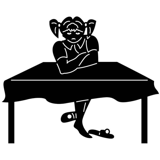 Girl Sitting on Table Free DXF File for CNC Machines-DXFforCNC.com