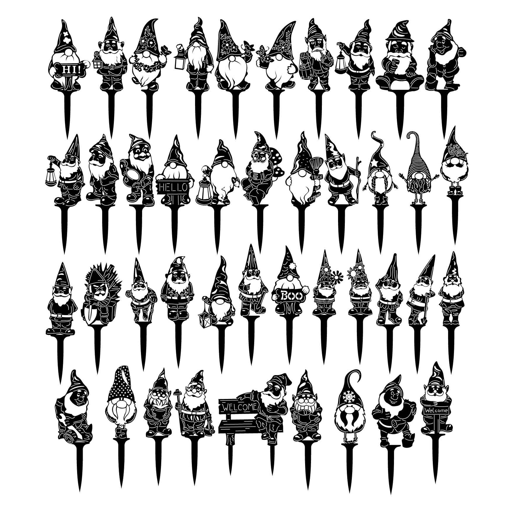 Gnomes Garden Stakes-DXF files Cut Ready for CNC-DXFforCNC.com