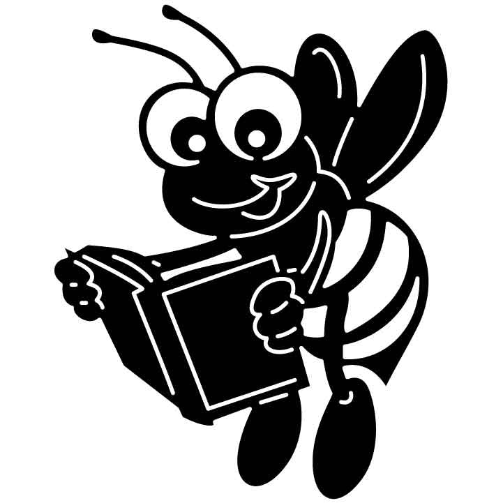 Happy Bee and Book Free DXF File for CNC Machines-DXFforCNC.com