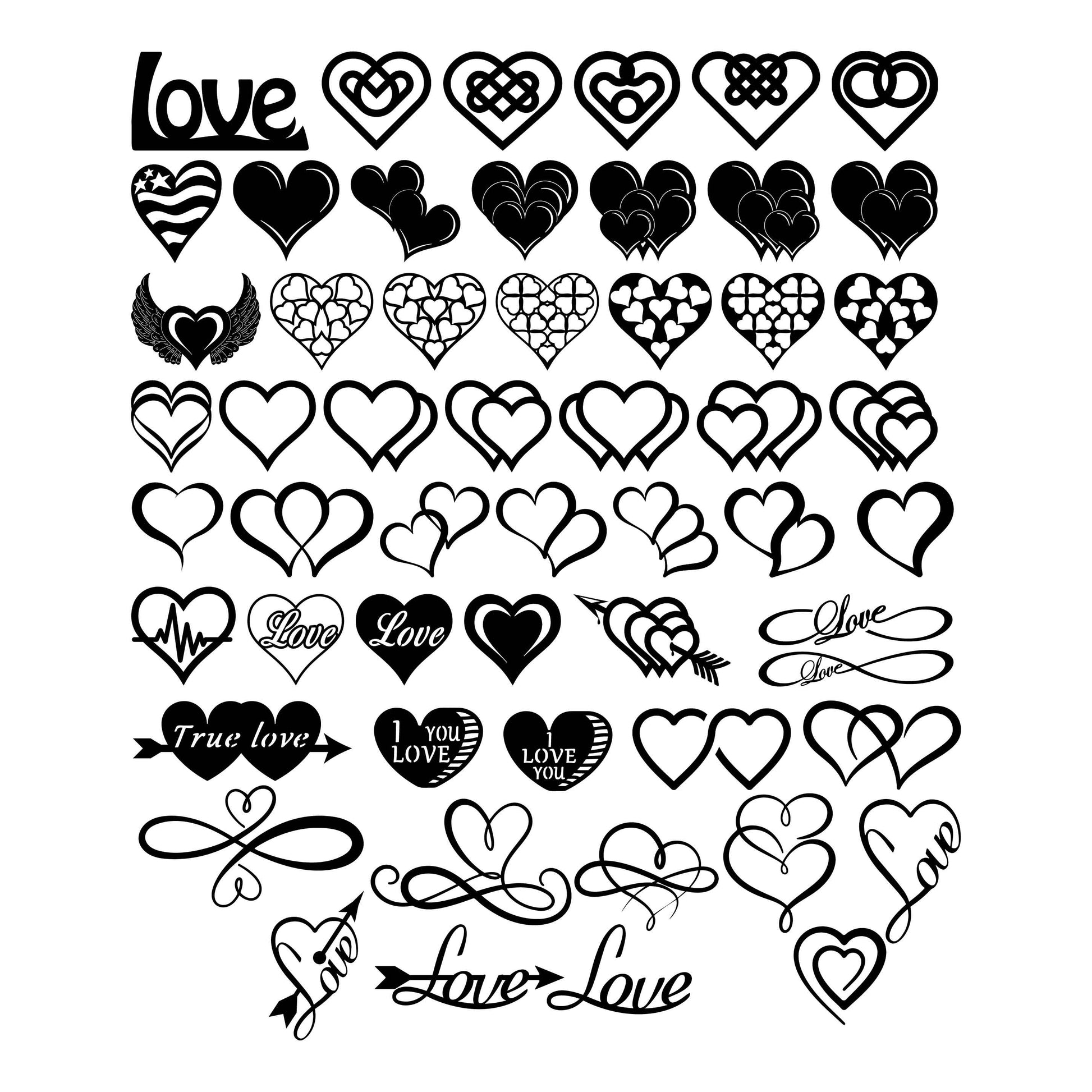 Hearts and Love Signs - DXFforCNC.com