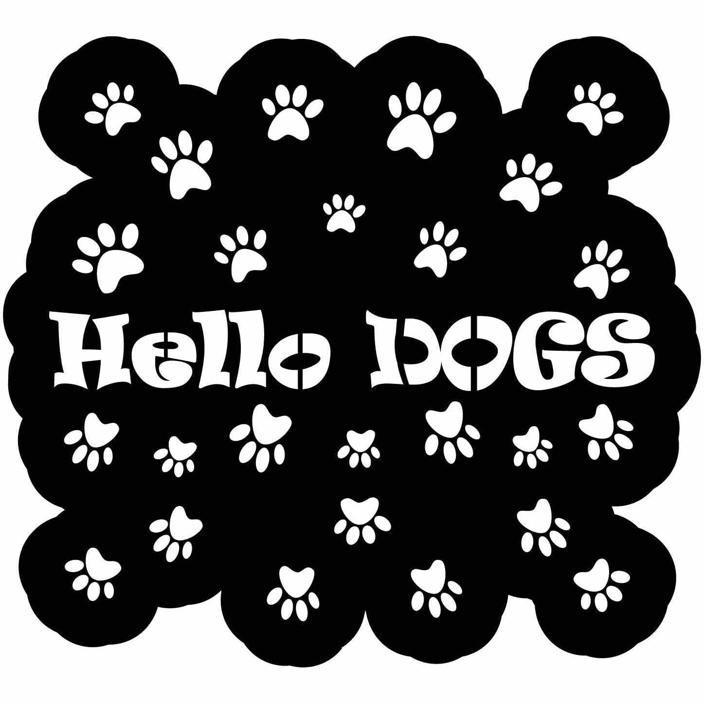 Hello Dogs Sign with Footprints Free DXF file-Cut Ready for cnc-DXFforCNC.com