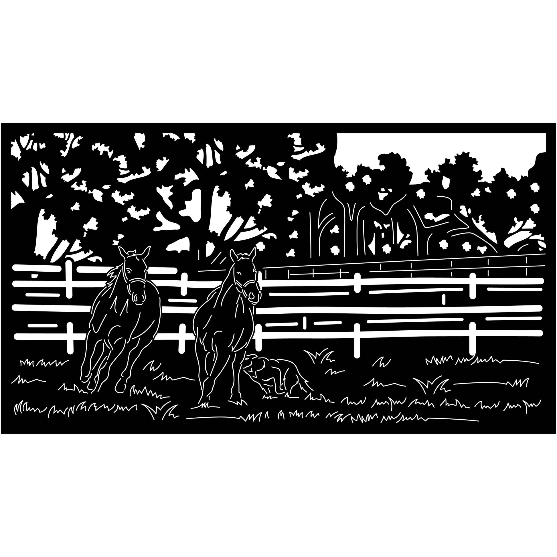 Horses in Fence View-DXF files Cut Ready for CNC-DXFforCNC.com