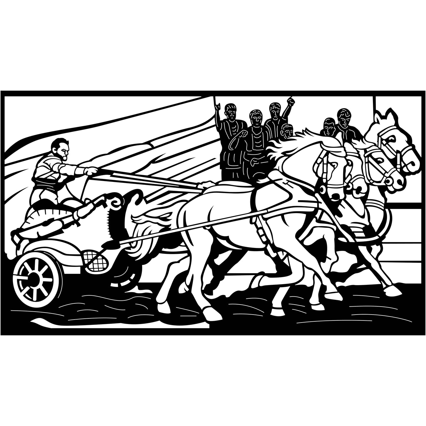 Horses And Chariot Single Designs