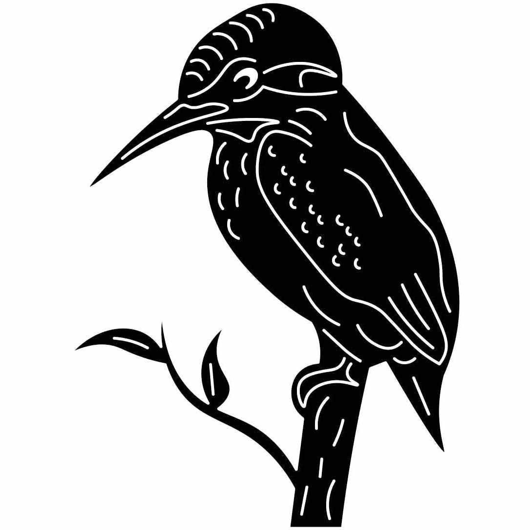 Kingfisher Bird on Branch Free-DXF files Cut Ready CNC Designs-DXFforCNC.com