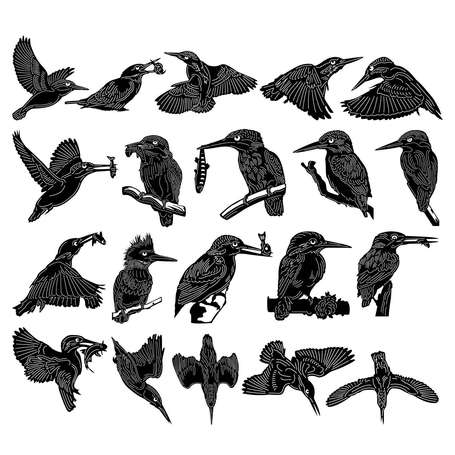 Kingfisher Birds-DXF files Cut Ready for CNC-DXFforCNC.com