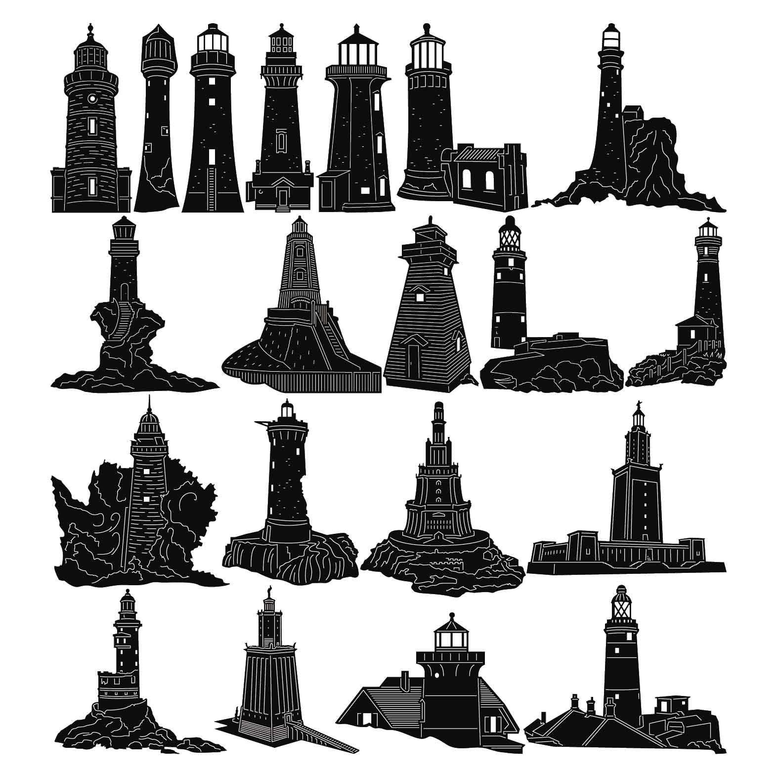 Lighthouses Towers Buildings-DXF files Cut Ready for CNC-DXFforCNC.com