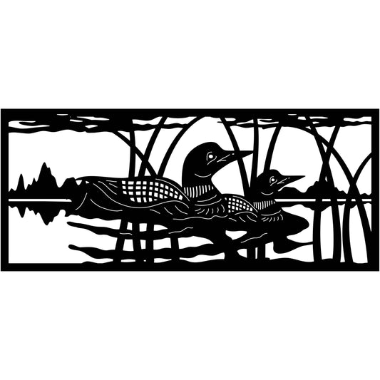 Loons on Lake Scene-DXF files cut ready for cnc machines-dxfforcnc.com