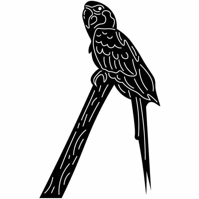 Macaw Parrot Bird on Branch Free-DXF files Cut Ready CNC Designs-DXFforCNC.com