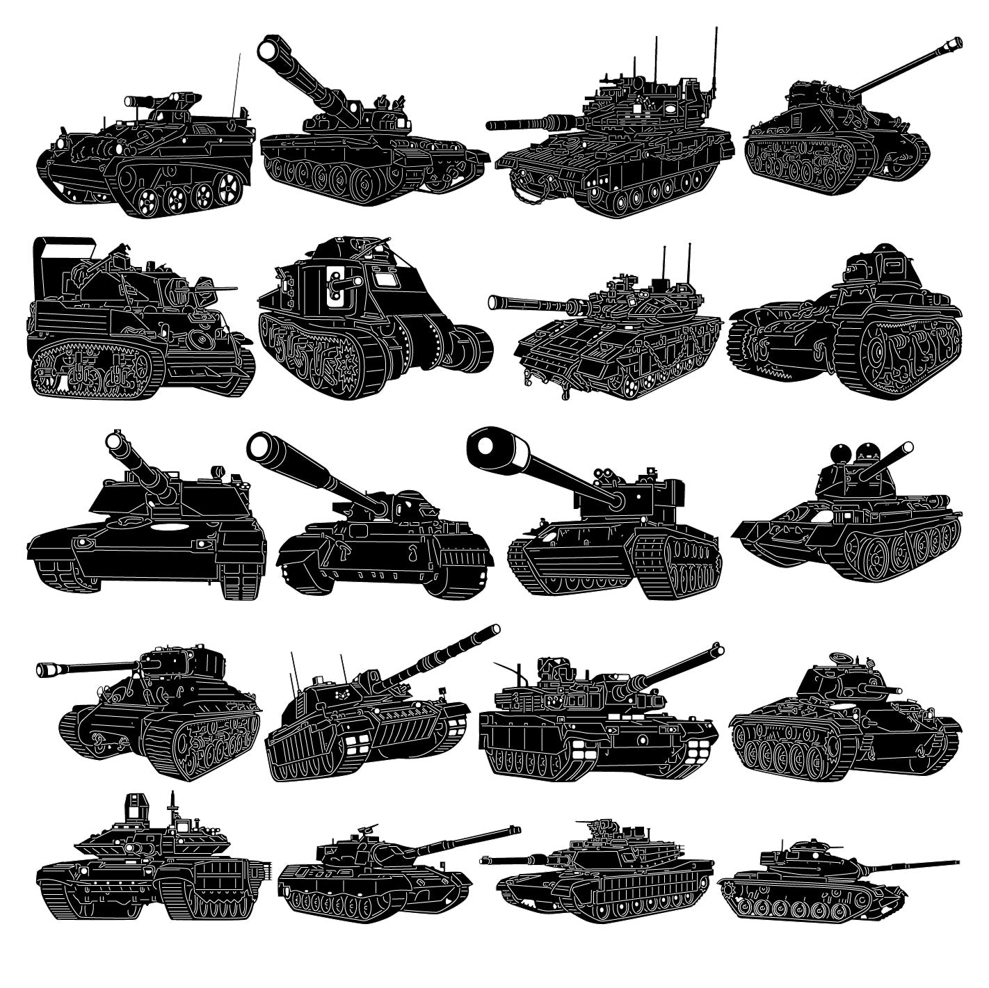 Military Battle Tanks DXF Files for CNC Machines