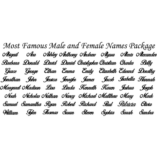 Most Popular Male and Female Names-DXFforCNC.com-DXF Files cut ready cnc machines