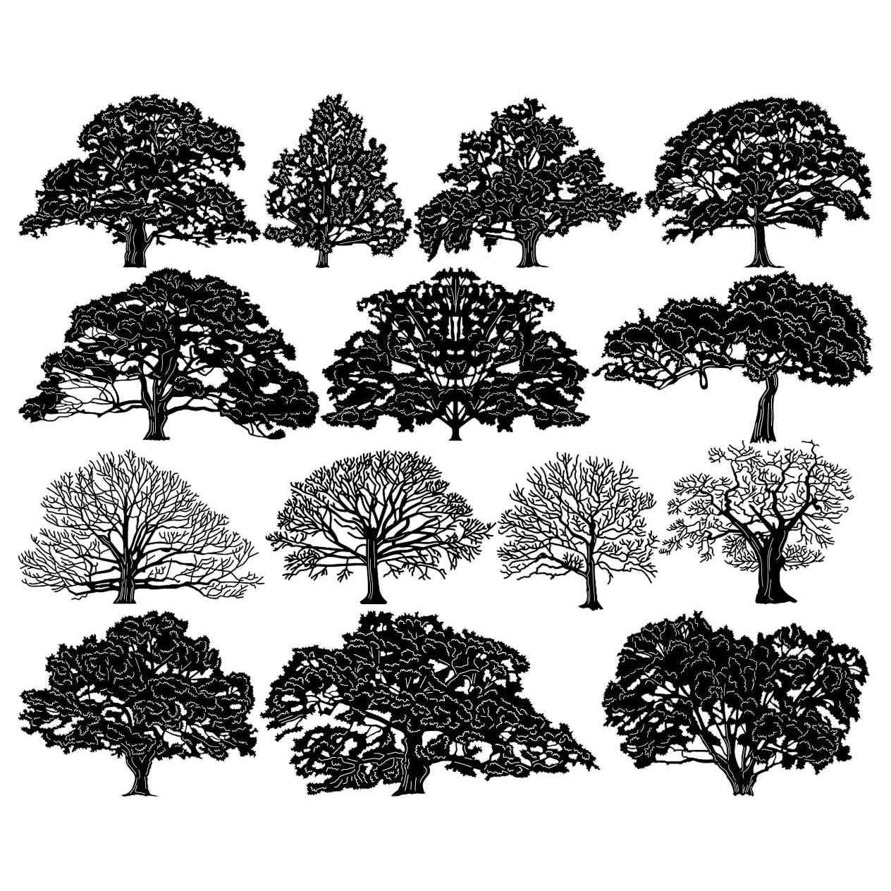 Oak Trees-DXF files Cut Ready for CNC-DXFforCNC.com