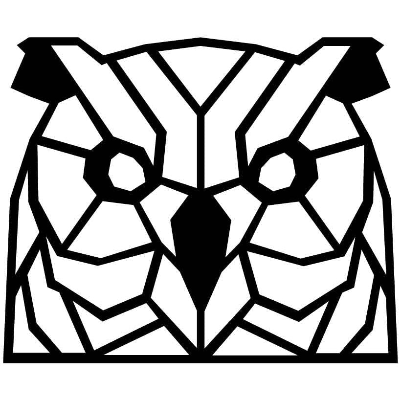 Owl Face Geometric-DXF files Cut Ready for CNC-DXFforCNC.com