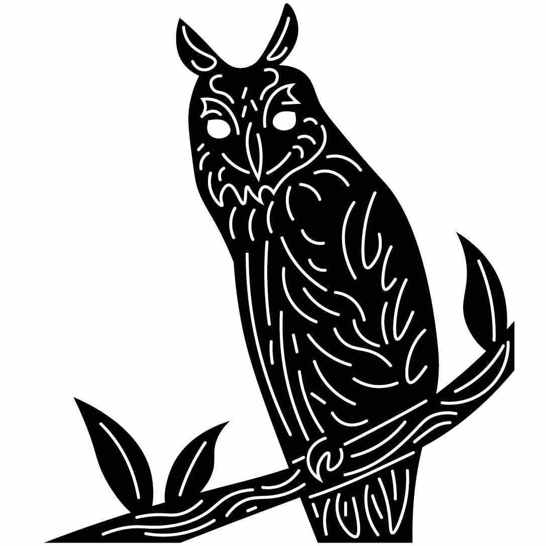 Owl on Branch Free-DXF files cut ready for CNC-DXFforCNC.com