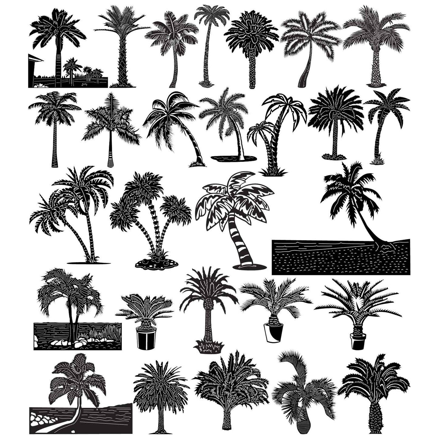 Palm Trees-DXF files Cut Ready for CNC-DXFforCNC.com