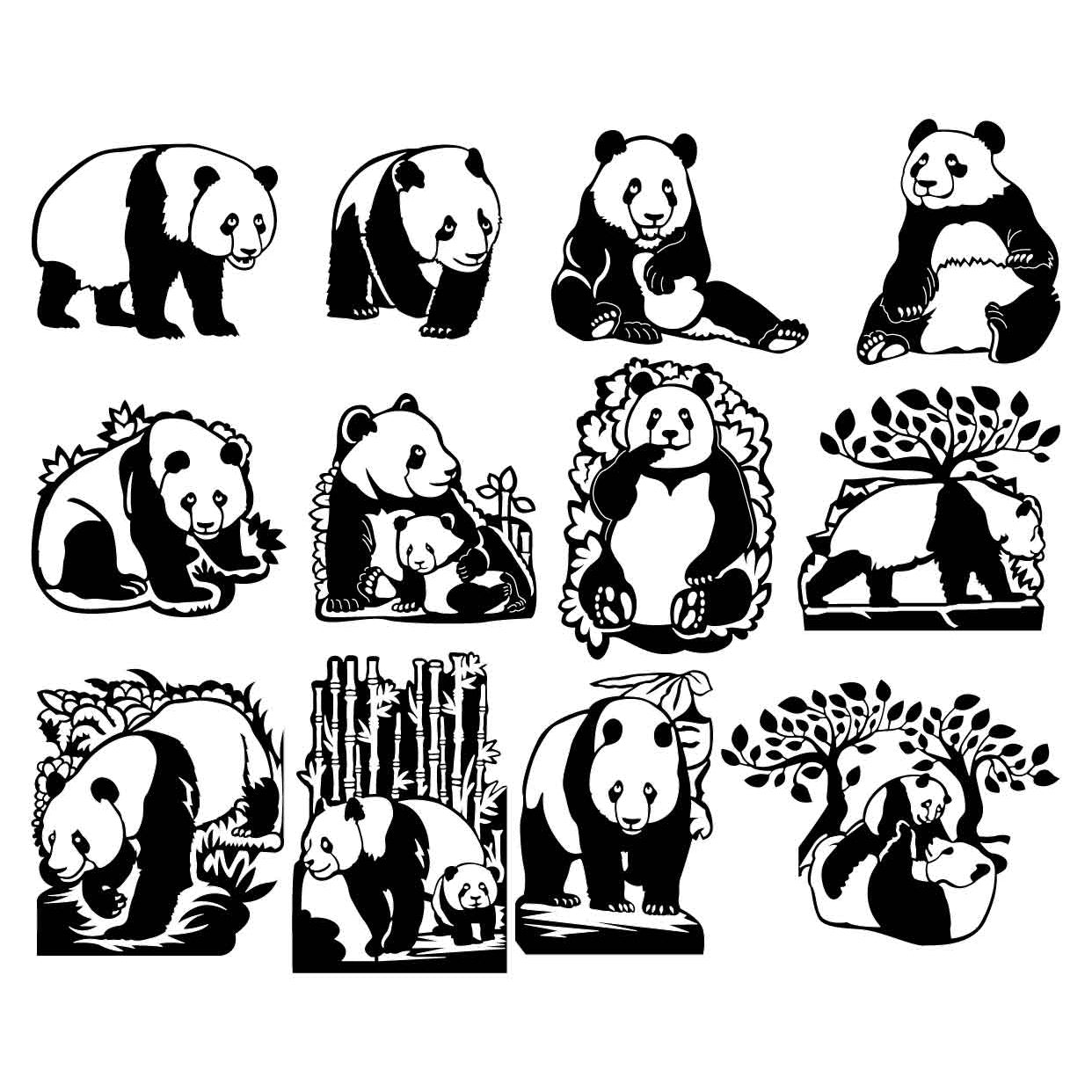 Giant Panda Bear-DXF files Cut Ready CNC Designs-DXFforCNC.com