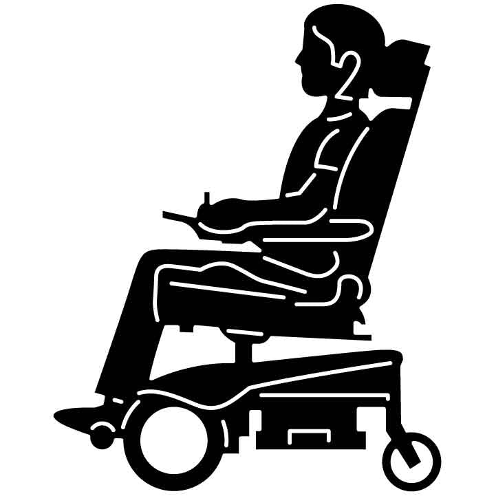 Person in Motorized Wheelchair Free DXF File for CNC Machines-DXFforCNC.com