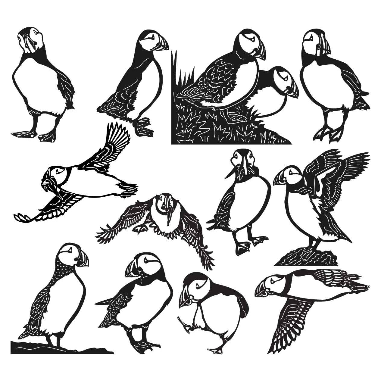 Puffin Birds-DXF files Cut Ready for CNC-DXFforCNC.com