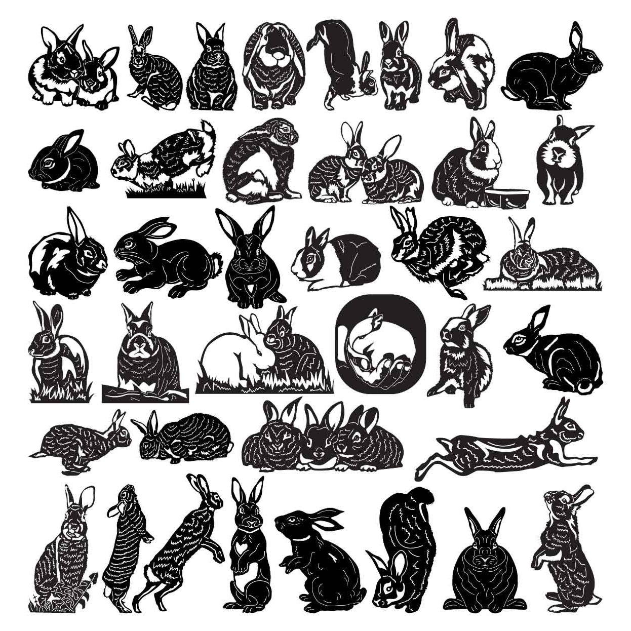 Rabbits and Bunnies - DXF files Cut Ready CNC Designs - DXFforCNC.com