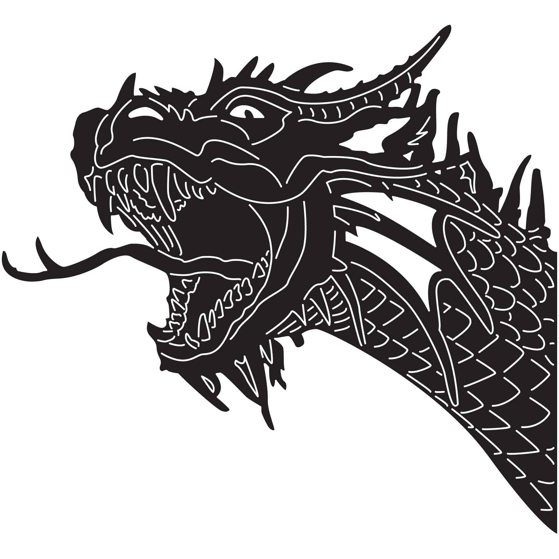 Roaring Dragon Face-DXF files Cut Ready for CNC-DXFforCNC.com