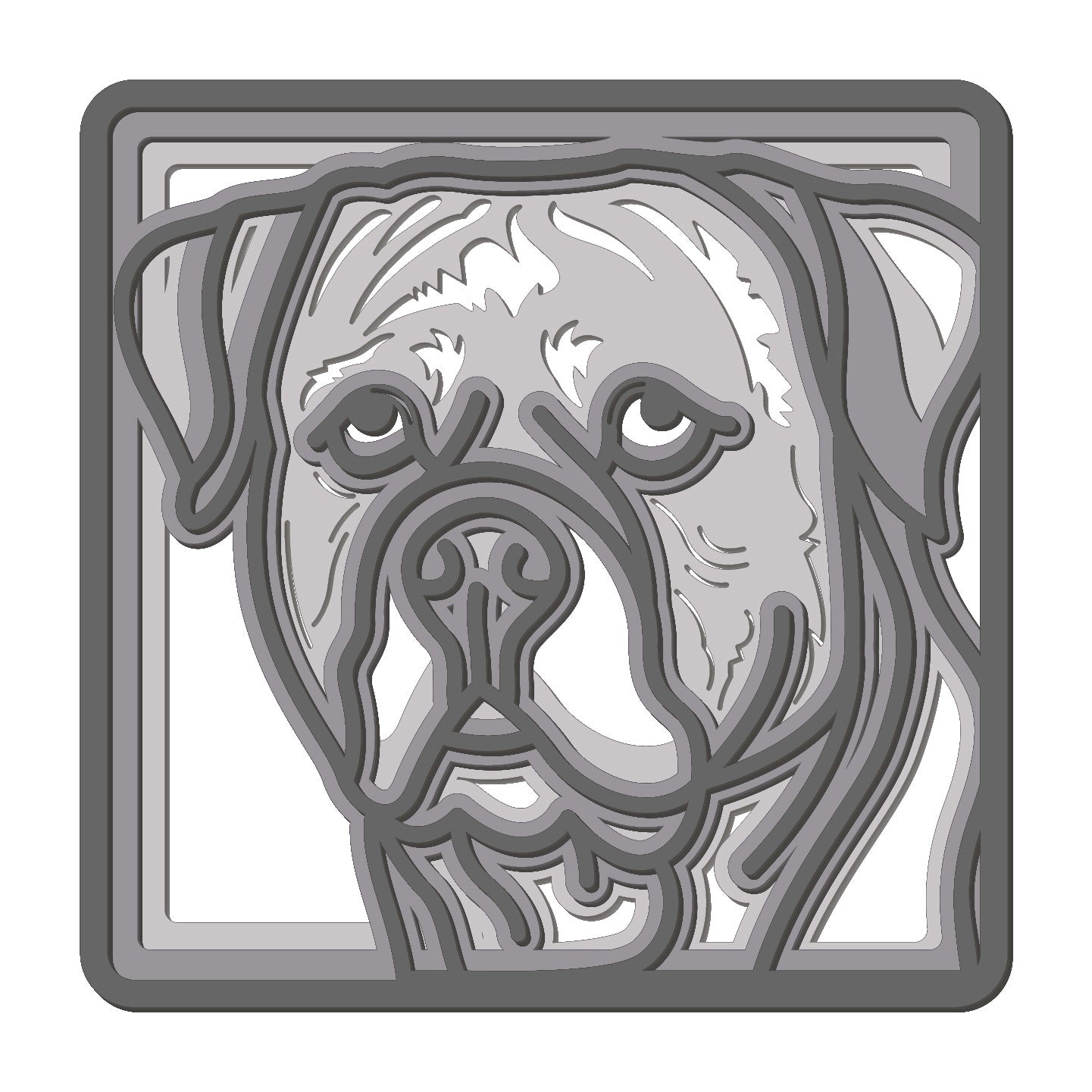 3D Layers Rottweiler Dog Face DXF File