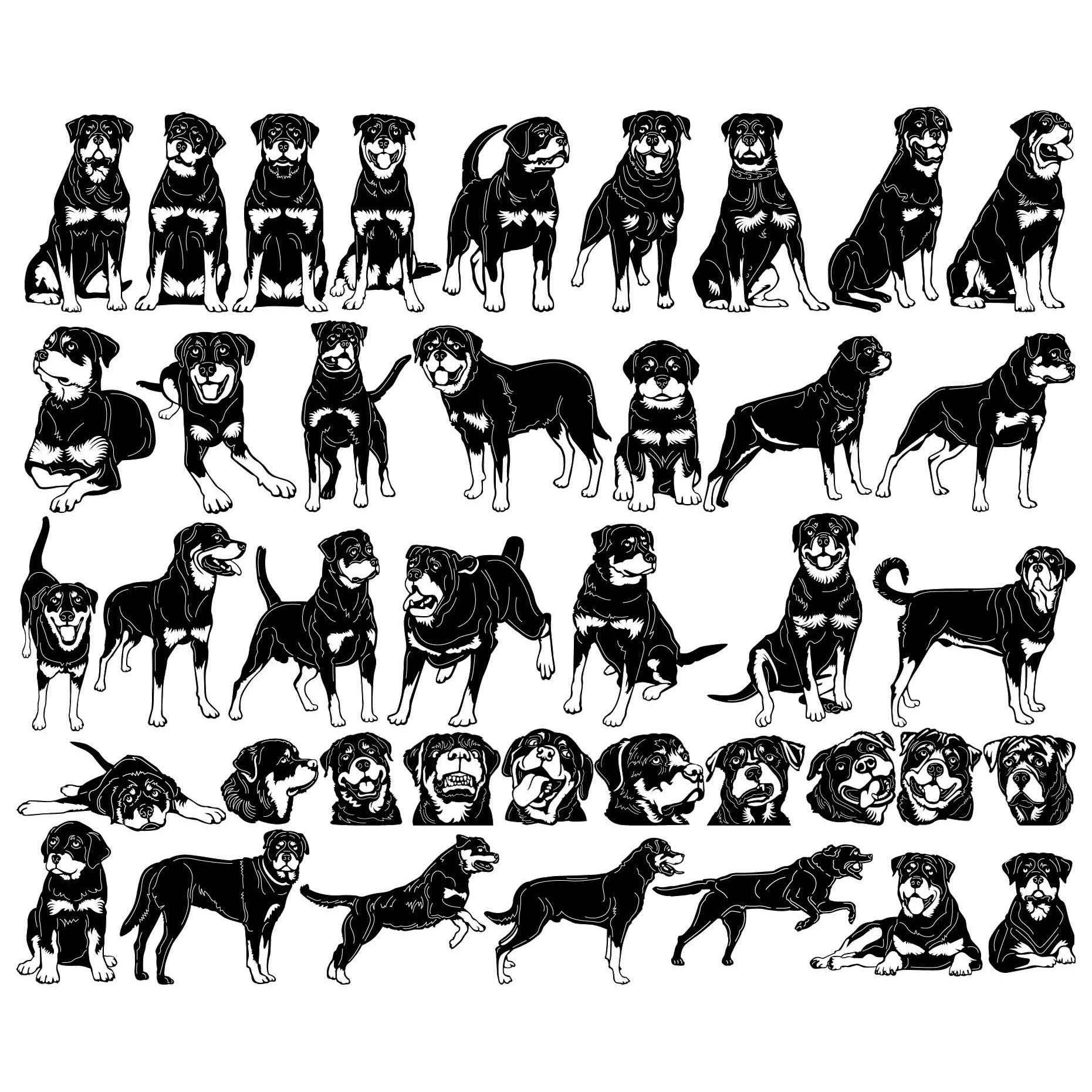 Rottweiler Dogs-DXF files Cut Ready for CNC-DXFforCNC.com