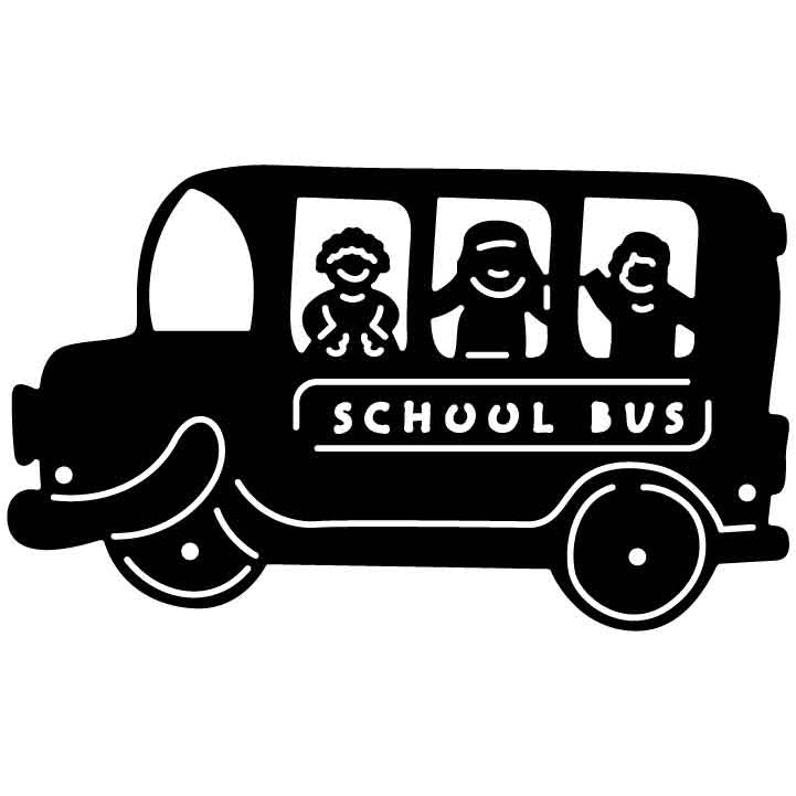 School Bus and Students-1 Free DXF File for CNC Machines-DXFforCNC.com