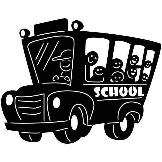 School Bus and Students Free DXF File for CNC Machines-DXFforCNC.com