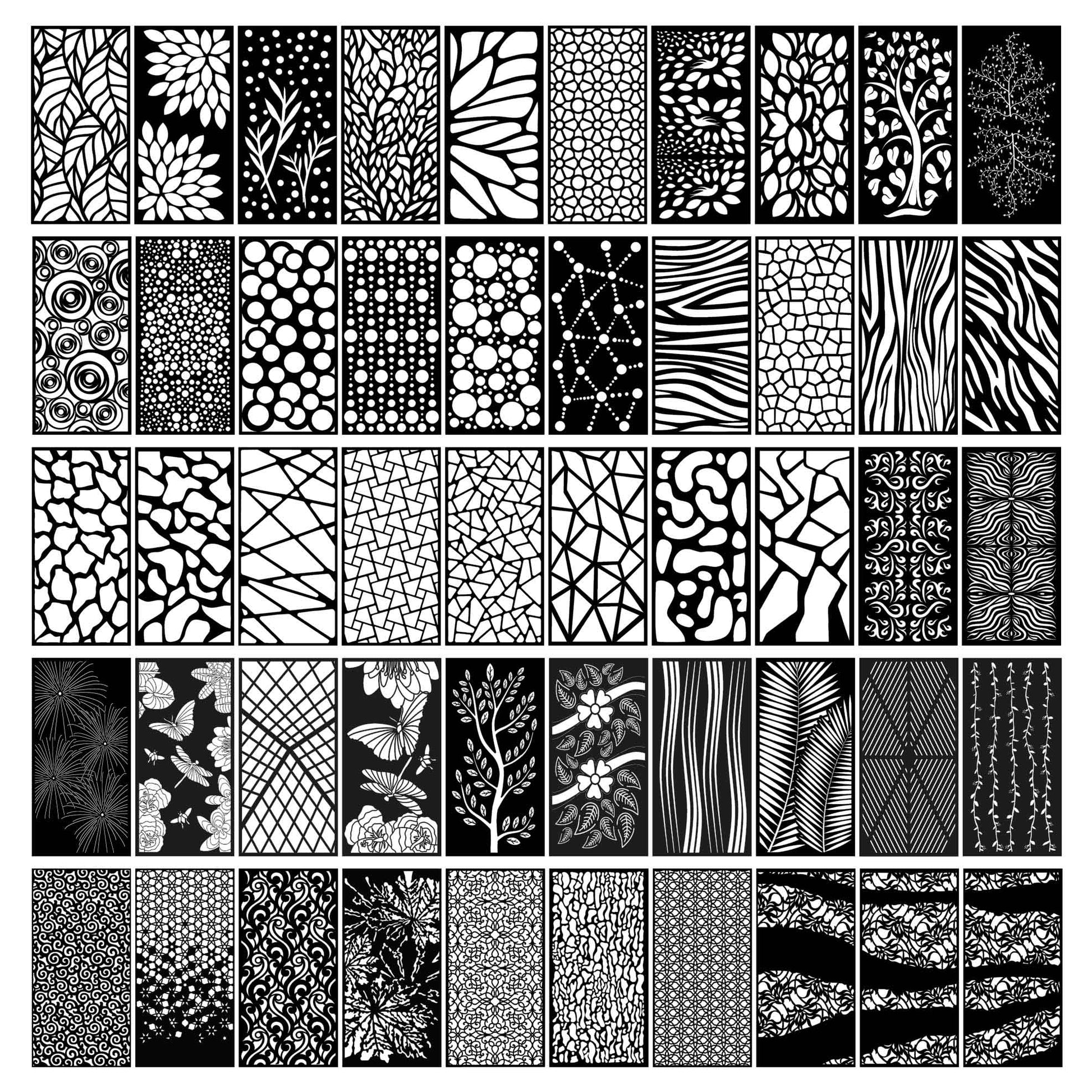 Abstract and Floral Decorative Privacy Screen Panels Doors or Fence dxf files