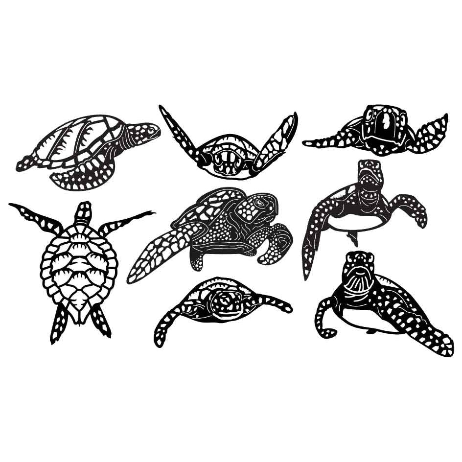 Sea Turtles-DXF files Cut Ready for CNC-DXFforCNC.com