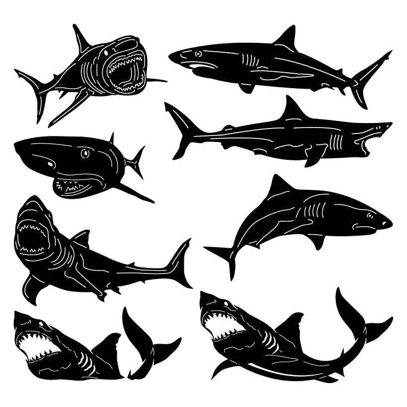 Shark Fishes-DXF files Cut Ready for CNC-DXFforCNC.com
