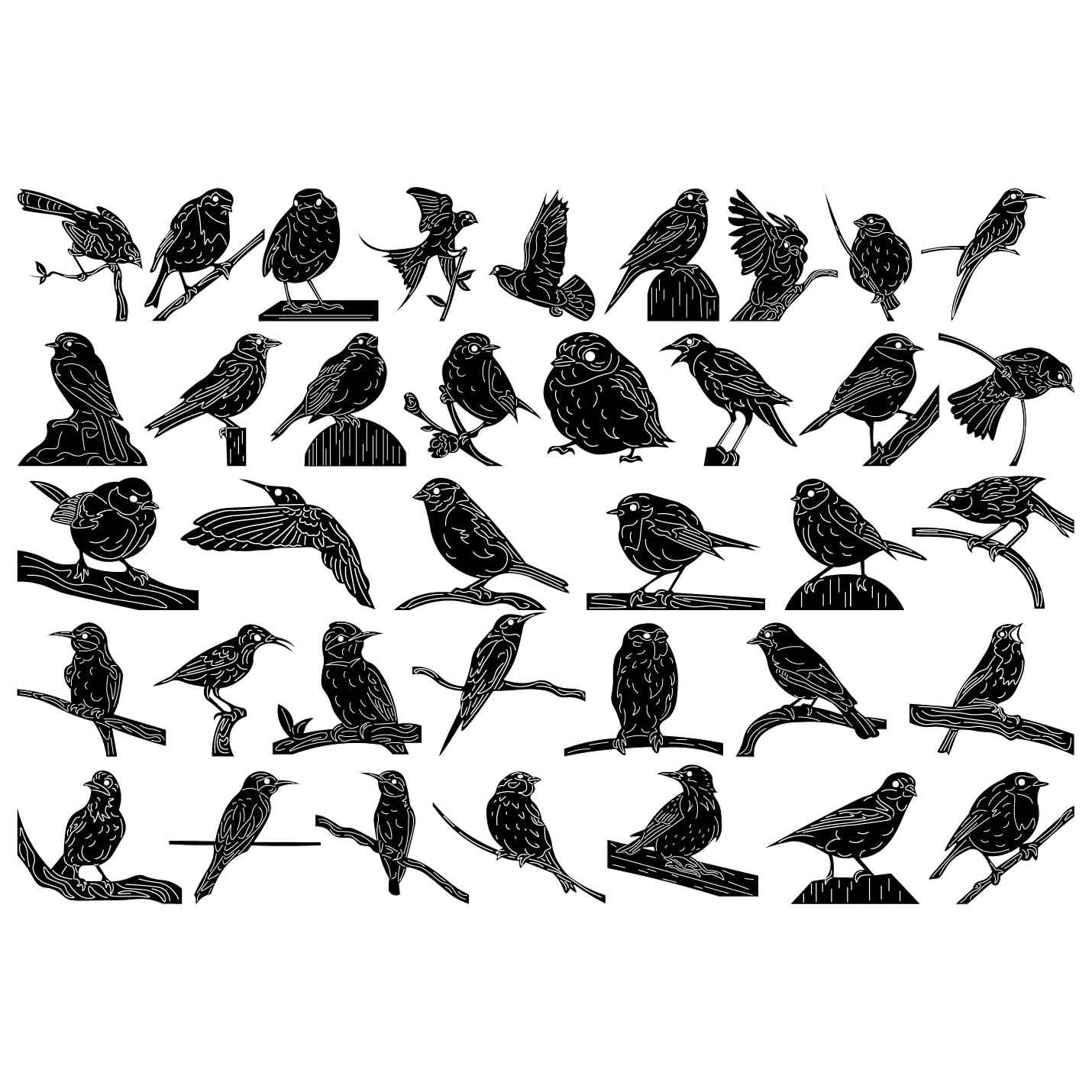 Small Birds-DXF files Cut Ready for CNC-DXFforCNC.com