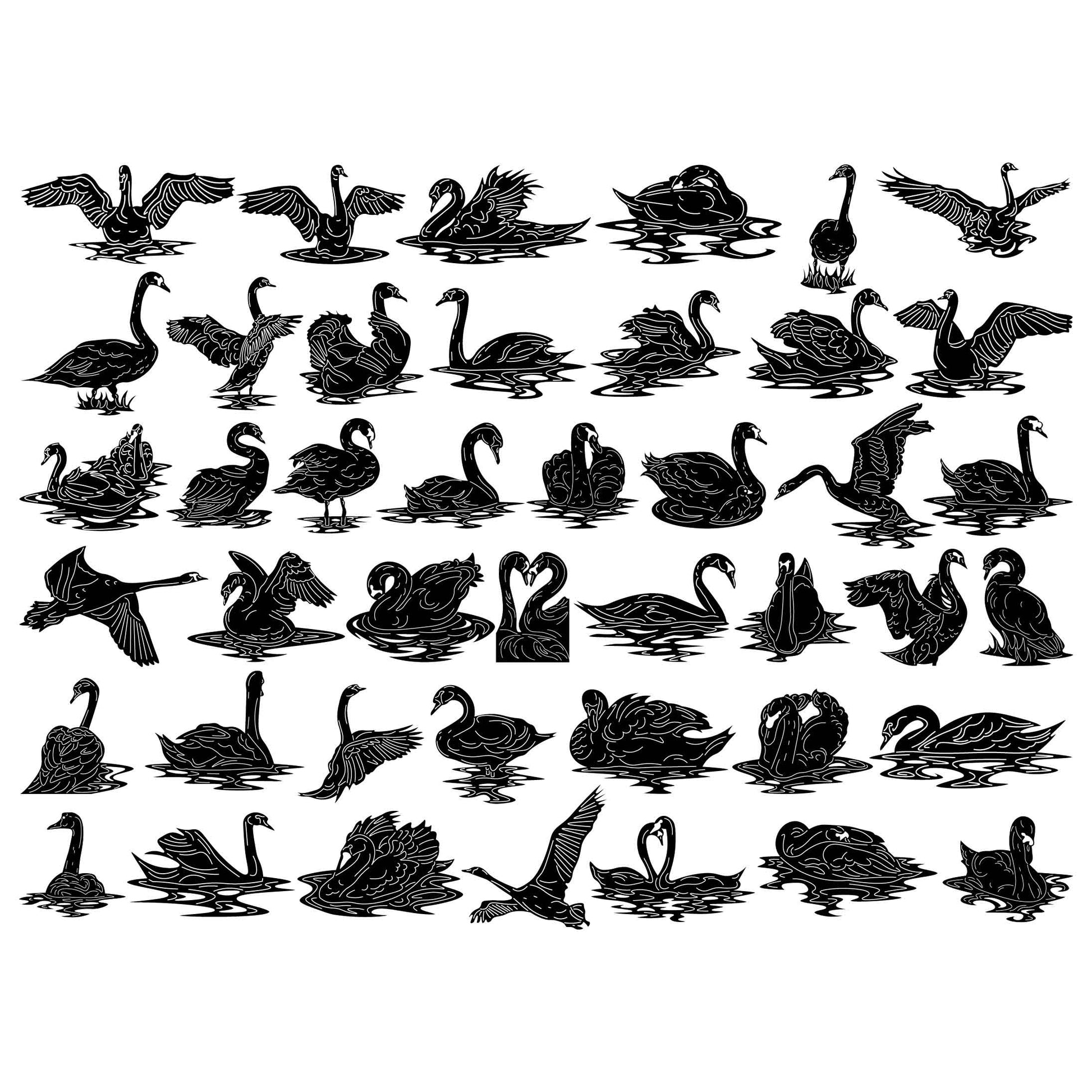 Swan Birds-DXF files Cut Ready for CNC-DXFforCNC.com