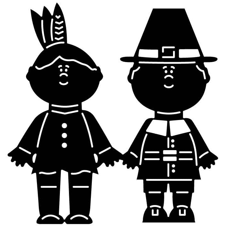 Thanksgiving Pilgrims and Native American Indian Free DXF File for CNC Machines-DXFforCNC.com