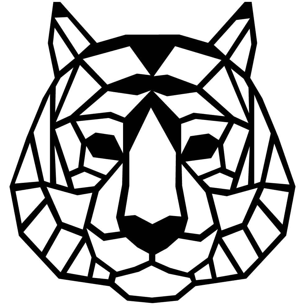 Tiger Face Geometric-DXF files Cut Ready for CNC-DXFforCNC.com