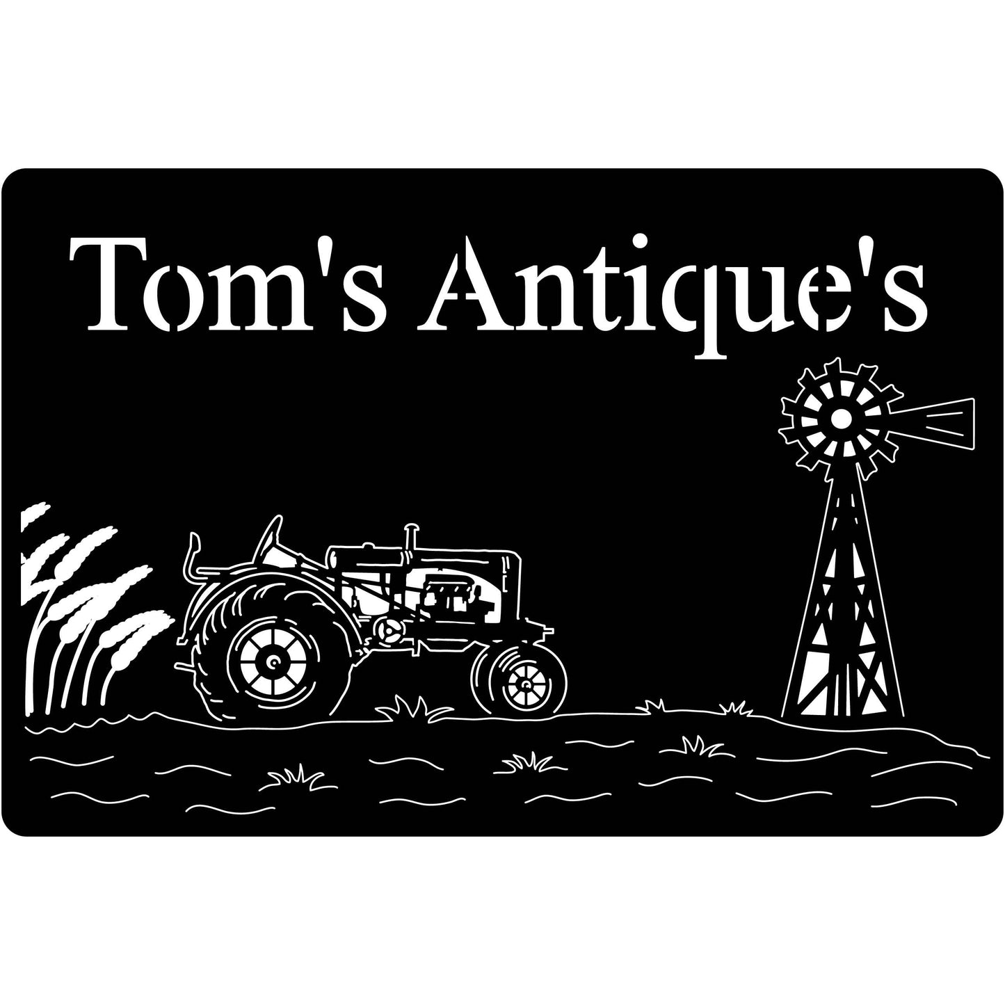 Custom Sign Farm Tom's Antiques-DXF files cut ready for cnc machines
