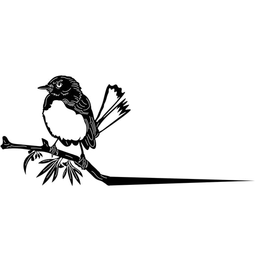Willy Wagtail Bird View on Branch-DXF files Cut Ready for CNC-DXFforCNC.com
