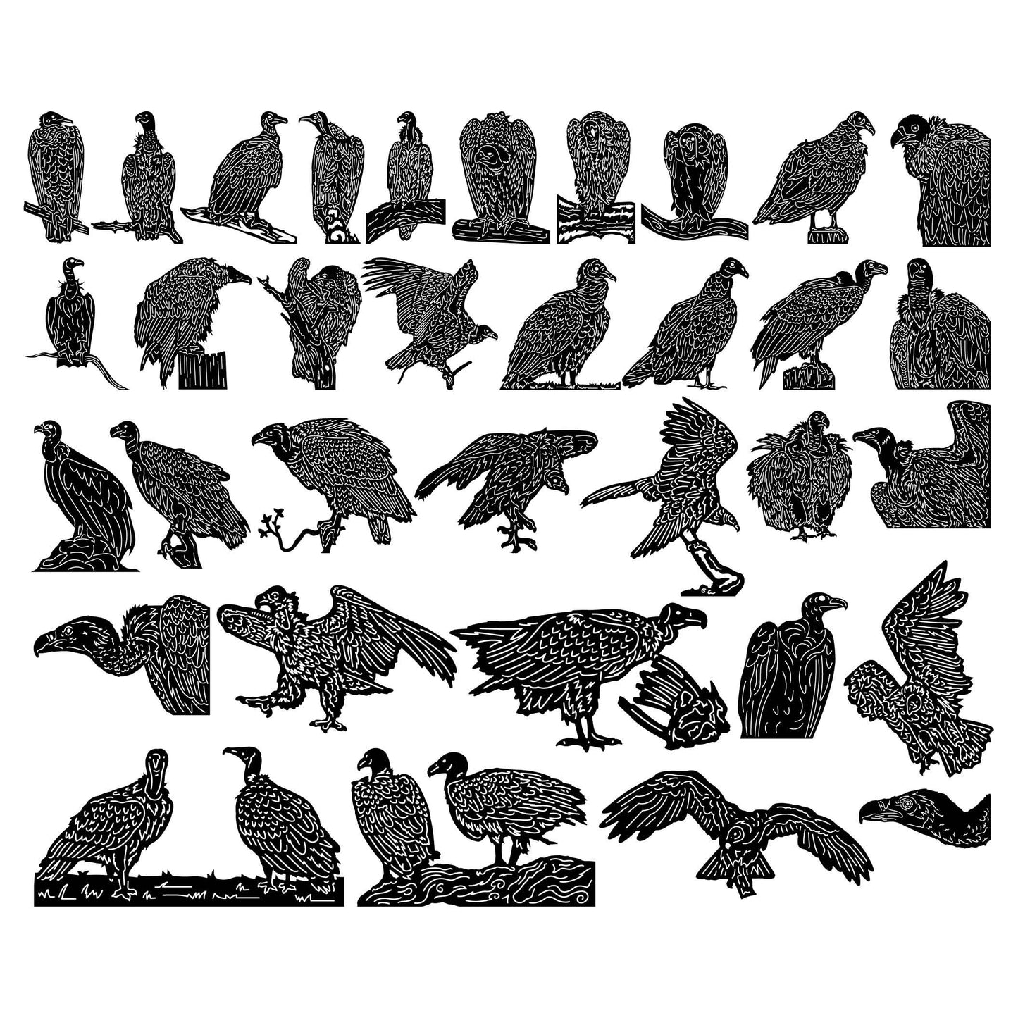 Vulture Birds-DXF files Cut Ready for CNC-DXFforCNC.com